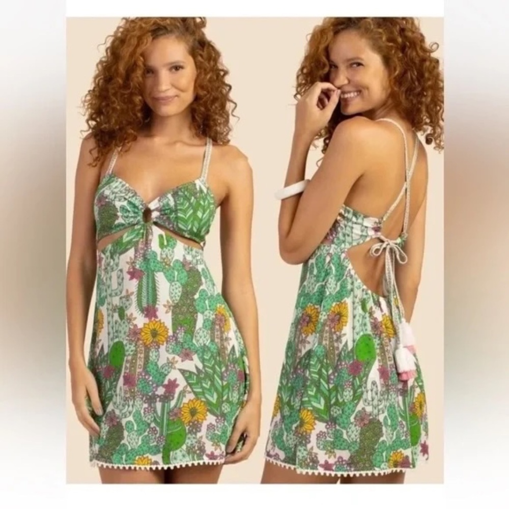 NWT Trina Turk Cactus Cut Out Cover Up Dress in Multi Size Small